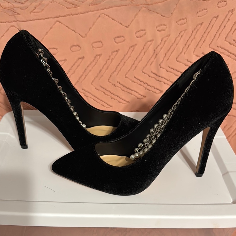 Sleek Velvet Black Stiletto Heels with Pointed Toe
